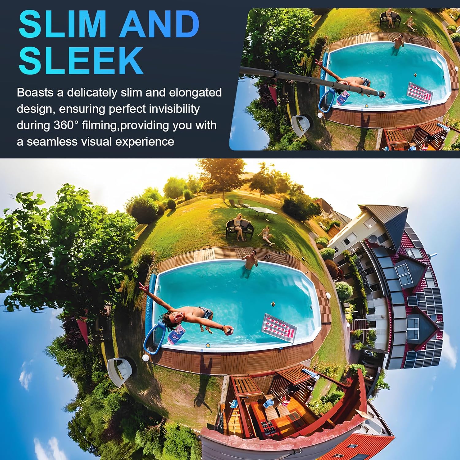 funnyfox 36cm to 3m/9.8ft super long carbon fiber extended invisible selfie stick for insta360 insta 360 x5 x4 x3 x2 one r/rs/x for dji osmo 360 accessories (yellow)