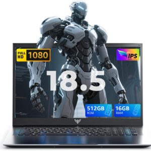 18.5" Laptop Computer with 8000 mAh Battery, Intel Quad-Core Processor(Up to 3.6GHz ),16GB DDR4 RAM 512GB SSD,Full HD IPS Display,Type-C,Webcam,2025 Windows 11 Laptops for Work Business Office Student