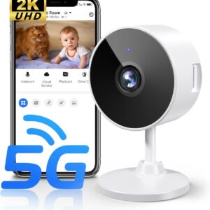 [5G & 2.4G] 2K Indoor Security Cameras for Home Security, AI Voice Change for 2-Way Talk, Motion Detection, Night Vision, 24/7 SD Recording/Cloud Storage, Baby Monitor/Dog/Pet Camera with Phone App