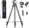 60″ Camera Tripod Lightweight Travel Tripod Stand Compatible with Canon Nikon DSLR Cameras with Wireless Remote Phone Holder and Bag Max Load 6.6 LB Black