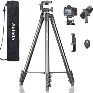 60″ Camera Tripod Lightweight Travel Tripod Stand Compatible with Canon Nikon DSLR Cameras with Wireless Remote Phone Holder and Bag Max Load 6.6 LB Black