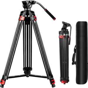 82" /210cm Video Tripod Heavy Duty Tripod with 360° Fluid Head,Mactrem Aluminum Tall Tripods Professional Compatible with Canon Nikon Sony DSLR Camera Camcorder Telescope Bnoculars (Load 33Lb)