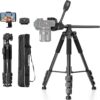 Ambitful 62" Professional Camera Tripod, Black - Removable Horizontal Mount for DSLR/Phone/Camcorder/Spotting Scopes, Tall Video Recording
