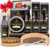 Beard Kit for Men Grooming & Care W/3 Pack Beard Oil, Wash, Balm, Comb, Brush, Scissors,Anniversary Valentines Birthday Fathers Gifts Idea for Husband Him Boyfriend Dad Men Christmas Stocking Stuffers