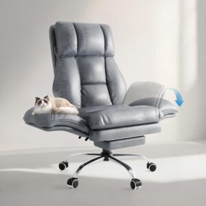Big and Tall Office Chair, Flip Armrests for Pets & Cross Legged Sitting, Executive Ergonomic Computer Gaming Chair with Foot Rest, Premium Tech Fabric Wide Seat Reclining Desk Chair