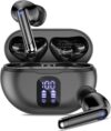 Bluetooth Headphones True Wireless Earbuds 50H Playback LED Power Display Earphones with Wireless Charging Case IPX7 Waterproof in-Ear Ear buds with Mic for Smart Phone Computer Sports, Black