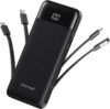 charmast Portable Charger with Built in Cables, Power Bank with Cords Wires, Slim 10000mAh Travel Battery Pack 6 Outputs 3 Inputs 3A Fast Charging for Samsung Google Pixel LG Moto iPhone iPad