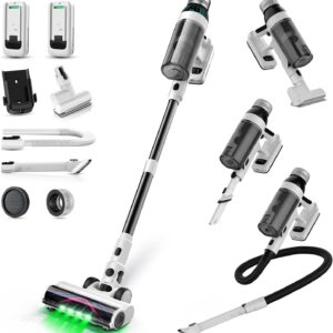 Cordless Vacuum Cleaner, 2 Batteries 110 Mins Runtime Vacuum Cleaners for Home, 550W 45KPA 15-in-1 Stick Vacuum with Charging Dock, Handheld Vacuum Cordless for Pet Hair Carpet Hardwood Floor