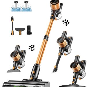 Cordless Vacuum Cleaner, 40Kpa 8 in 1 Powerful Suction Lightweight Stick Vacuum Cleaner for Home, LED Display, 3 Suction Modes, 45Mins Detachable Battery Vacuum for Hard Floor Carpet Pet Hairs