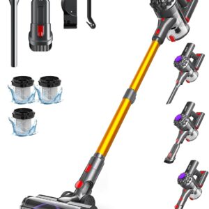 Cordless Vacuum Cleaner, 45Mins Powerful Vacuum Cleaners for Home, Lightweight Stick Vacuum Cordless with Advanced Green Light Tech, Rechargeable Battery Vacuum for Carpet,Pet Hair,Hardwood Floor