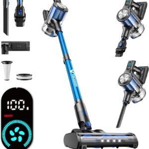 Cordless Vacuum Cleaner, 8-in-1 Cordless Stick Vacuum Cleaner with 3 Suction Modes, Up to 45mins Runtime, Rechargeable, Self-Standing, Wireless Vacuum Cleaners for Home Pet Hair Carpet Car Hard Floor