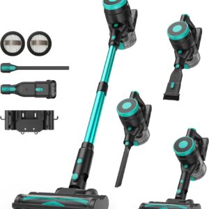 Cordless Vacuum Cleaner, Stick Vacuum with Powerful Suction, 45Mins Runtime Vacuum Cleaners for Home, Anti-tangle and 1.5L Dust Cup, 6 in 1 Lightweight Vacuum for Hardwood Floor Carpet Pet Hair