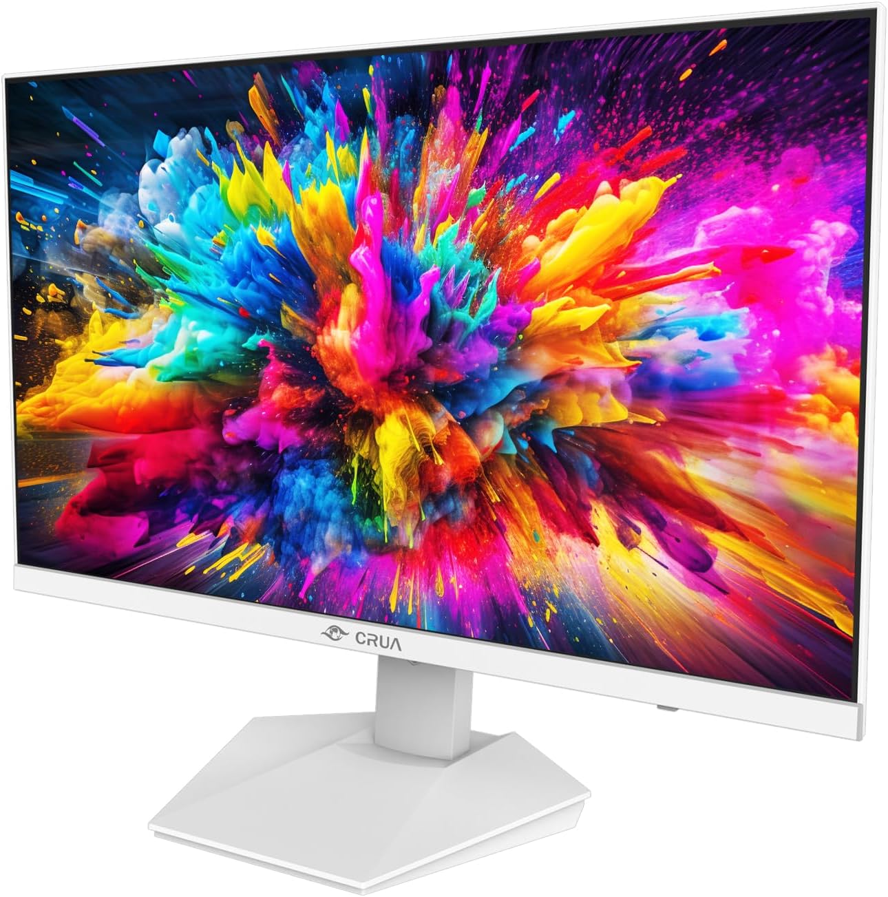 crua 27" 4k white monitor, uhd(3840x2160p) ips panel, 60hz computer monitor, supports amd freesync, usb type c, 120% srgb, built in speakers, wall mountable, for work, streaming, and home office