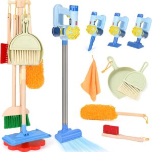 Dreamon Wooden Toddler Cleaning Set - 11Pcs Kids Cleaning Toy Set with 3-in-1 Kids Vacuum That Really Works, Montessori Cleaning Toys with Broom and Mop Set for Toddlers Girls Boys Age 3-6