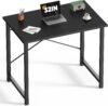 DUMOS 32 in Small Computer Desk for Home Office, Modern Study Work Table Simple Style for Bedroom, Writing Desks with X-Shaped Reinforcement, Black