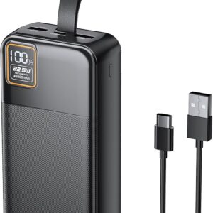 EnergyQC 42000mAh Portable Charger, 22.5W Power Bank with LED Flashlight - USB C Fast Charging External Battery Pack, LED Display Portable Phone Charger for iPhone 16/15/14/13, Android, Samsung,etc