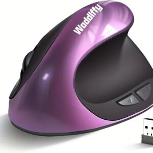 Ergonomic Mouse Wireless, Vertical Mouse Right Handed Small Mouse with 6 Buttons 1000/1200/1600 for Laptop,Desktop,PC, MacBook（Purple AA）