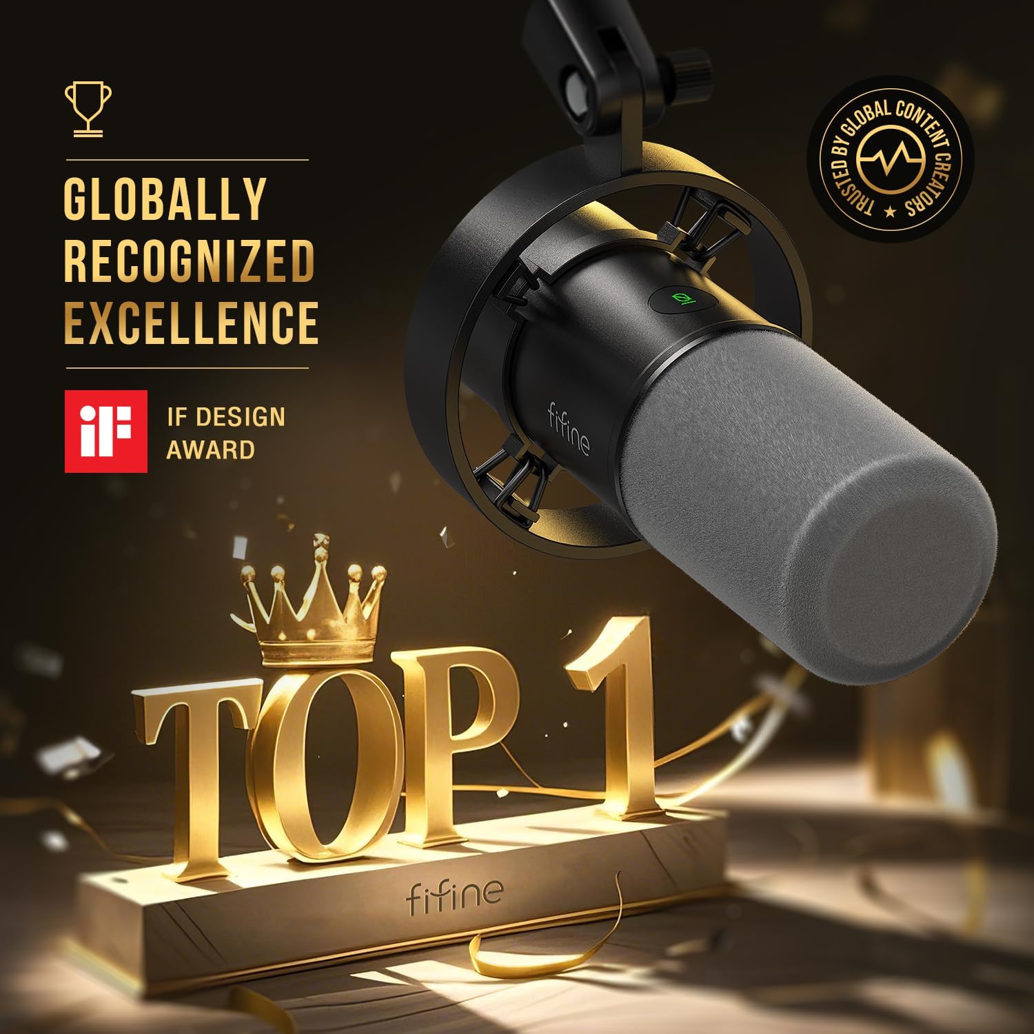 fifine dynamic microphone, xlr/usb podcast recording pc microphone for vocal voice over streaming, studio metal mic with mute, headphone jack, monitoring volume control, windscreen amplitank k688