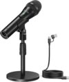 FIFINE USB/XLR Dynamic Microphone for Podcast Recording, Studio Handheld Mic with Desktop Stand for Vocal, Voice Over, Streaming, Black-AmpliTank TANK2