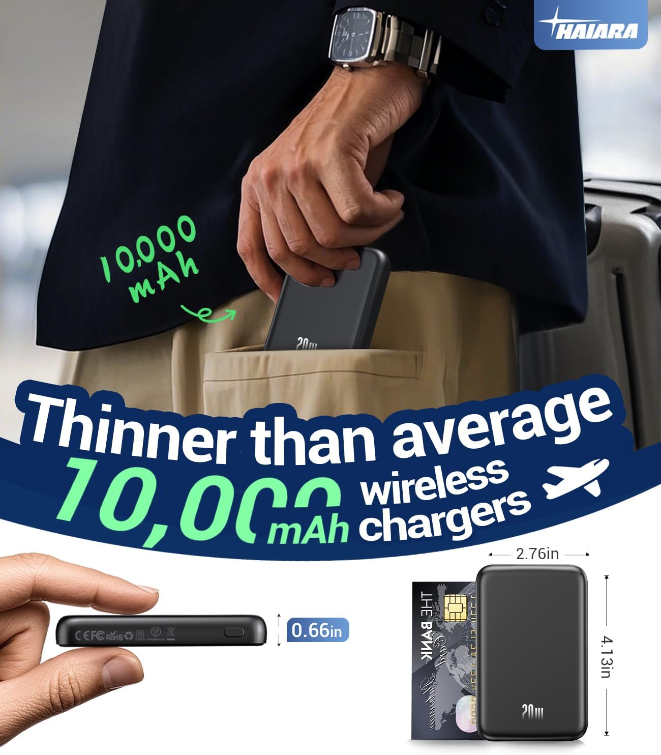 for magsafe battery pack, 10000mah magnetic portable charger with usb c cable 20w fast charging, slim & lightweight wireless power bank for iphone 16/15/14/13/12 series, for travel cruise essentials