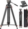 Heavy Duty Tripod Professional Video Tripod Aluminium 72inch with 360 Degree Fluid Head for Canon Nikon DSLR Camcorder Cameras Spotting Scopes