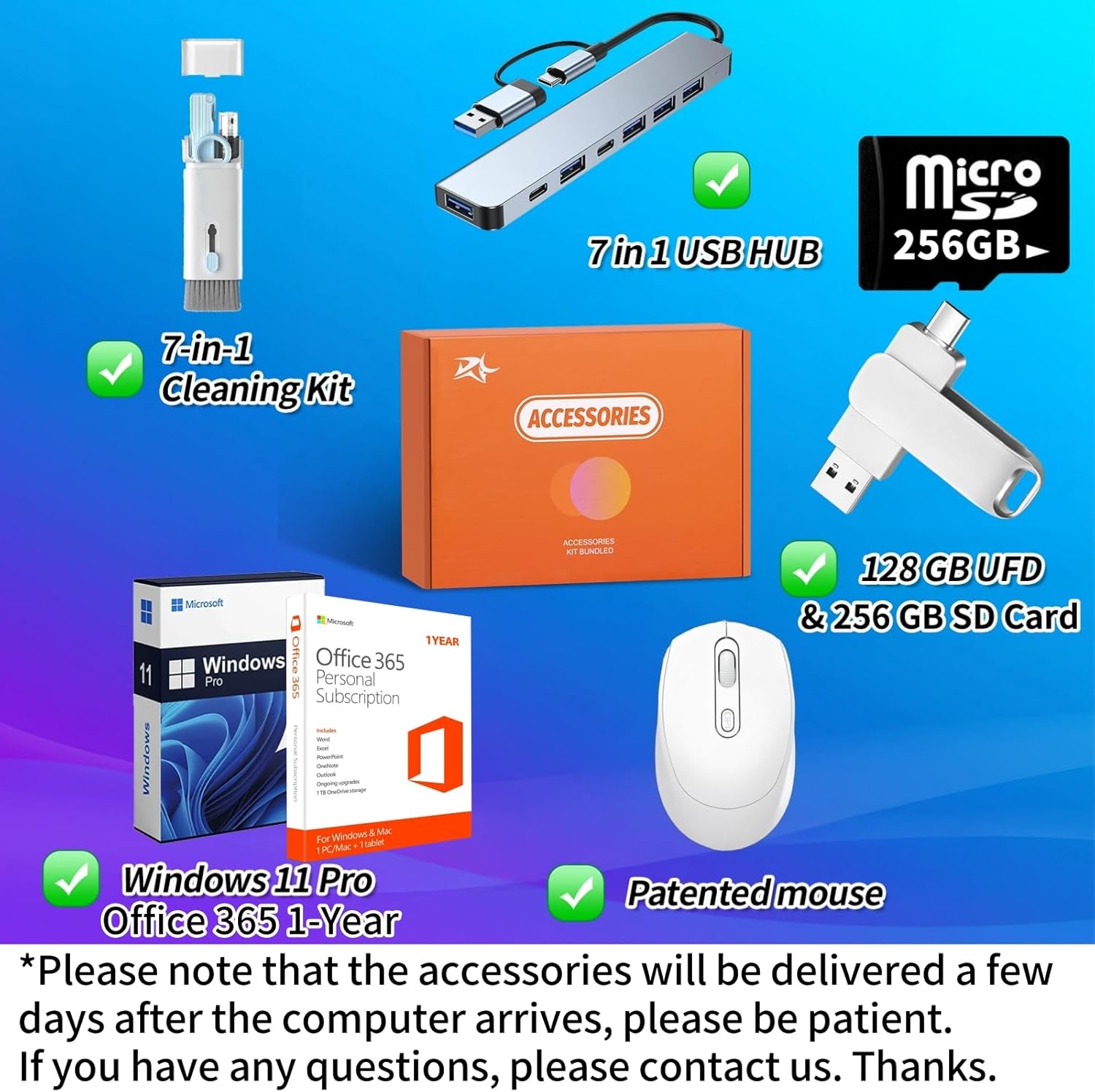 hp 2025 14" laptop computer, intel n150, 16 gb ram, 512 gb storage(128gb emmc + 128gb ufs + 256gb msd), copilot ai, wi fi 6, bt 5.4, hd cam, 1 year office 365, windows 11 pro, accessories, silver