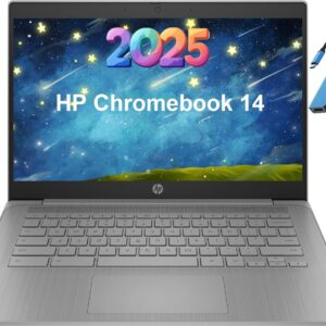 HP Chromebook 14 Laptop (14" HD, Intel 4-Core Celeron N4120, 4GB RAM, 64GB SSD, UHD Graphics 600) for Home & Student, Light Weight & 14-Hr Battery Life, Webcam, Wi-Fi, IST HUB, Chrome OS, Grey