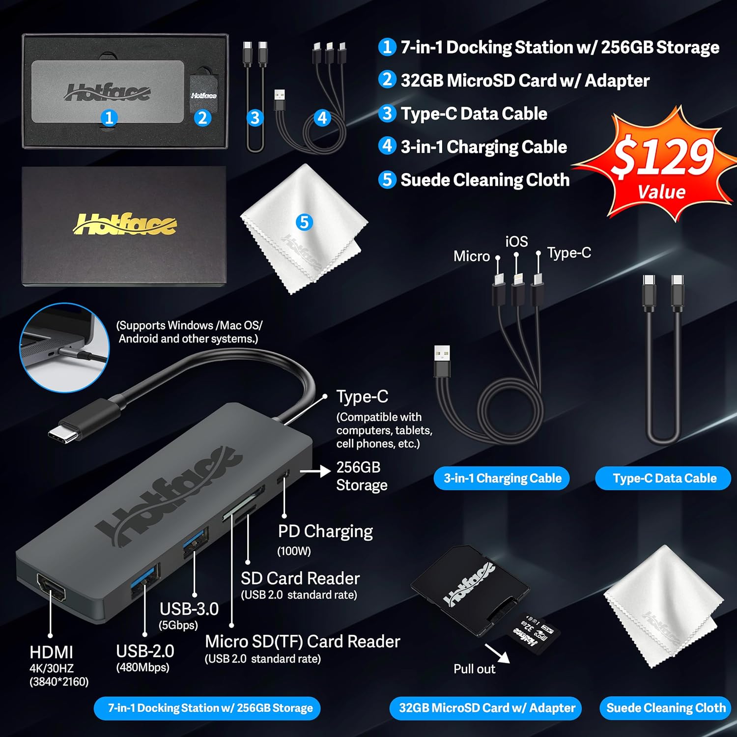 hp stream 14" hd brightview laptop, intel celeron n4120, 16gb ram, 416gb storage (128gb emmc + 288gb docking station set), intel uhd graphics, 720p camera, wi fi, 1 year office 365, win 11 s, gold