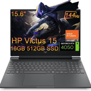 HP Victus 15 Gaming Laptop (15.6" FHD 144Hz, NVIDIA RTX 4050 6GB, AMD Ryzen 7 7445HS, 16GB DDR5 RAM, 512GB SSD, 6-Core (> Intel i7-13700H) ), Backlit KB, Ethernet, Webcam, Wi-Fi 6, Win 11 Home, Silver