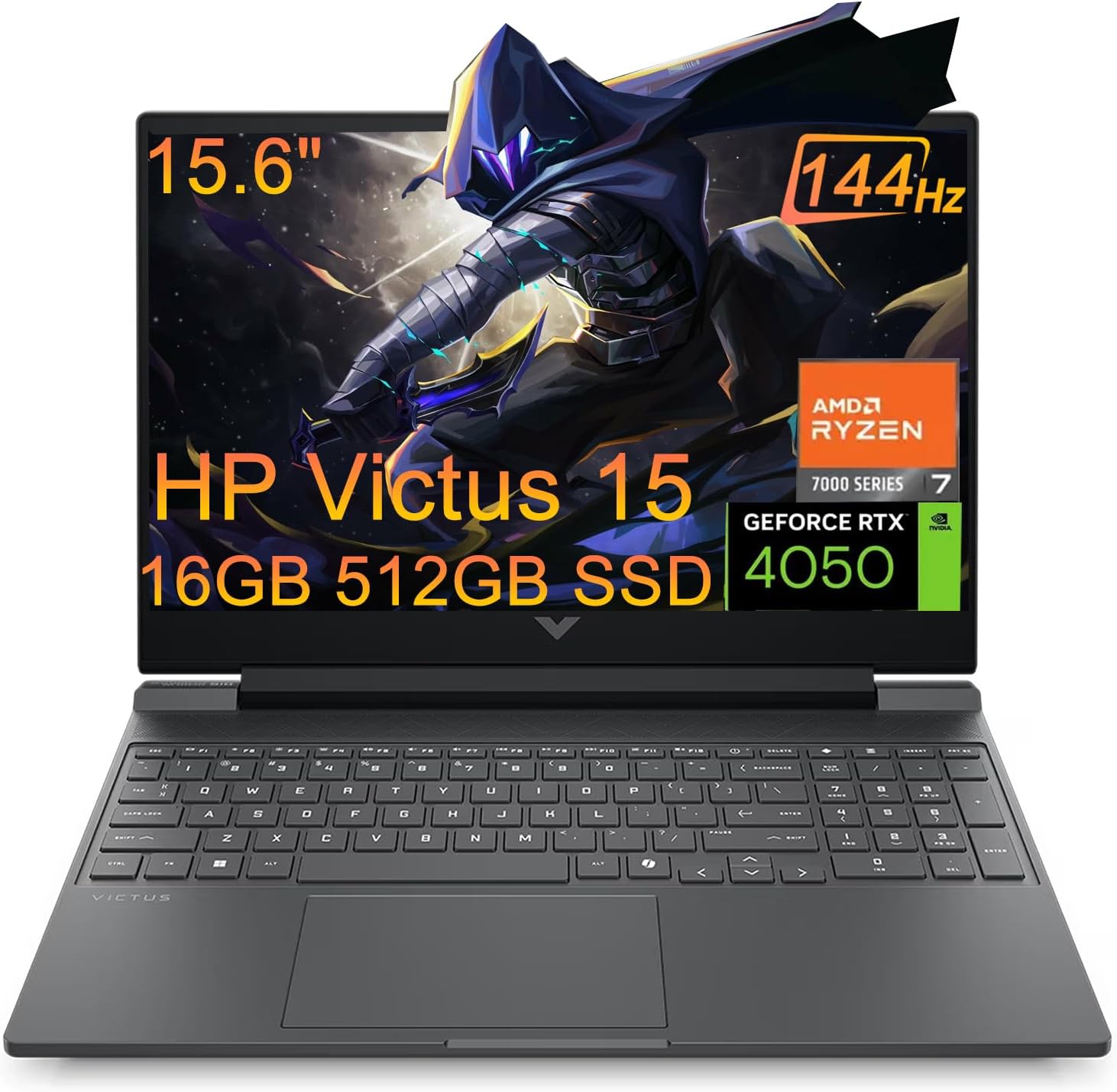 HP Victus 15 Gaming Laptop (15.6" FHD 144Hz, NVIDIA RTX 4050 6GB, AMD Ryzen 7 7445HS, 16GB DDR5 RAM, 512GB SSD, 6-Core (> Intel i7-13700H) ), Backlit KB, Ethernet, Webcam, Wi-Fi 6, Win 11 Home, Silver