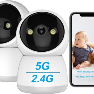Indoor Security Camera, 360 Pan/Tilt Home Security Camera with Motion Detection, Pet Camera with Phone App, Baby Monitor with Night Version, WiFi 2.4G &5G Camera Two Way Audio-2PACK…