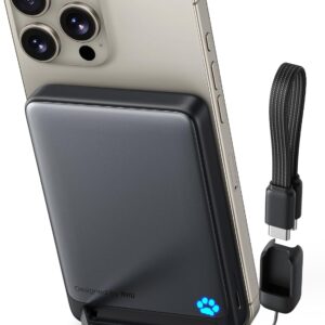 INIU for MagSafe Portable Charger, Qi2 Certified, Slimmest 45W 10000mAh Magnetic Power Bank, with USB C Cable & Stand, Fast Charging MagSafe-Compatible Battery Pack for iPhone 17 16 15 14 13 12 Only