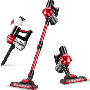 iwoly C150 Cordless Vacuum Cleaner Rechargeable with 2200mAh Detachable Battery, 18000Pa Cyclone Vacuum with HEPA Filter, Lightweight Portable Handheld Stick Vacuum for Hard Floor Car Cleaning