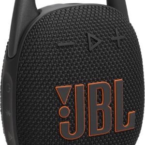 JBL Clip 5 - Ultra-Portable, Waterproof & Dustproof Bluetooth Speaker, Big Pro Sound with Punchy bass, Integrated Carabiner, Up to 12 Hours of Play, Made in Part with Recycled Materials (Black)