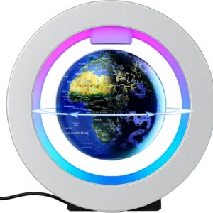 KAIMC Magnetic Levitation Floating Globe 4in,Gift for Men,Teens Boy Kids, Retirement or Birthday,Rotating World Map with LED Lights,Cool Office Desk Accessories