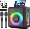 Karaoke Machine, Portable Bluetooth 5.3 Speaker with 2 Wireless Microphones for Adults, PA System with Pitch Correction & Echo Adjustment, Supports TWS/TF Card/USB/AUX/Live/REC for Home Party (200W)