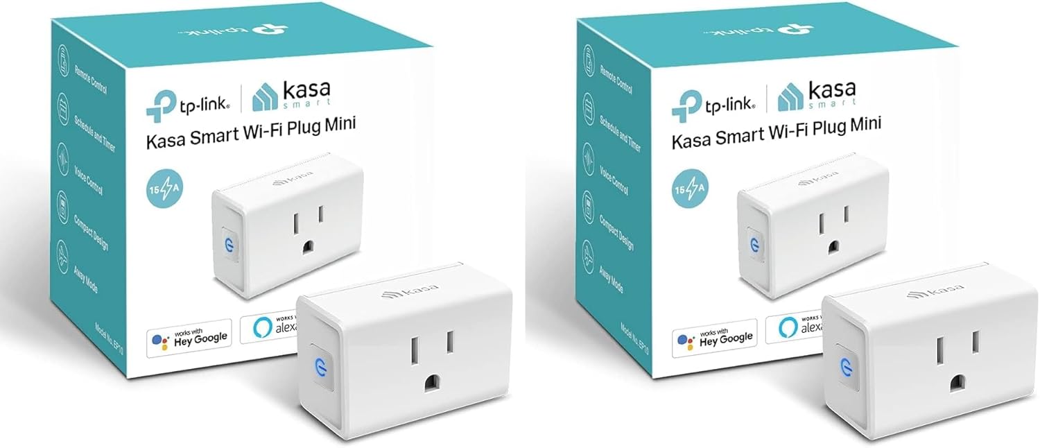 Kasa Smart Plug Ultra Mini 15A, Smart Home Wi-Fi Outlet Compatible with Alexa, Google Home & IFTTT, No Hub Required, UL Certified, 2.4G WiFi Only, 2-Pack(EP10), White