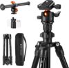 K&F Concept 76 inch Camera Tripod with Rotatable Multi-Angle Center Column,Lightweight Travel Outdoor DSLR Tripods with 360 Degree Ball Head Load Capacity 8kg/17.6lbs, Cellphone Clips for Smartphone