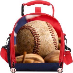 Kids Lunch Box, Lunch Tote Bags for Boys Insulated Soft Bag Back to School Thermal Meal Tote Kit Baseball Flag
