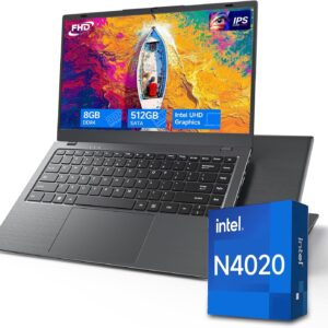 Laptop, N4020 Processor Laptop Computer with 8GB RAM, 512GB SSD, 14 inch FHD IPS Display, Dual-Band WiFi 5, BT 5.0, Gigabit Ethernet, Win 11 Laptops for Student Home
