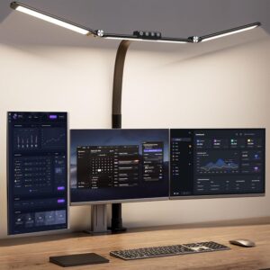 Large Desk Lamps for Home Office, 39.3" Architect Desk Lamp with Clamp, 24W Ultra Bright LED Desk Light Stepless Dimming Eye-Caring Office Desk Lamp for Study Work