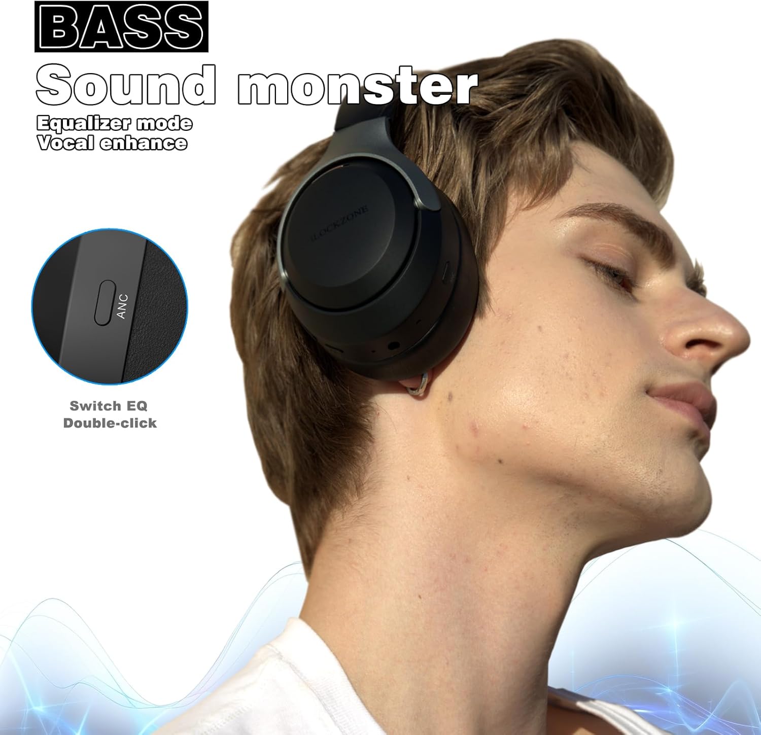 lc30pro hybrid active noise cancelling headphones, 100h playtime bluetooth headphones, hifi audio wireless headphone with 3 eq modes, low latency & foldable design for school/work/travel/tv