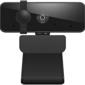 Lenovo Essential Full HD 1080P Webcam, Dual Microphone, No Driver 1.8m USB 2.0, Wide-Angle, Tilt-Control, 360-Degree Rotation, Black