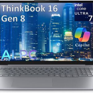 Lenovo ThinkBook 16 Gen 8 16" FHD+ Business AI PC Laptop Computer, Intel 16-Core Ultra 7 255H (Beat i7-13900H), 64GB DDR5 RAM, 2TB PCIe SSD, WiFi 6E, Bluetooth 5.3, Fingerprint Reader, Windows 11 Pro