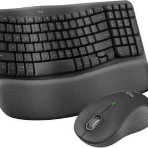 Logitech Wave Keys MK670 Combo, Wireless Ergonomic Keyboard with Signature M550 L Wireless Mouse, Comfortable Natural Typing, Bluetooth, Logi Bolt, for Multi-OS, Windows/Mac - Graphite