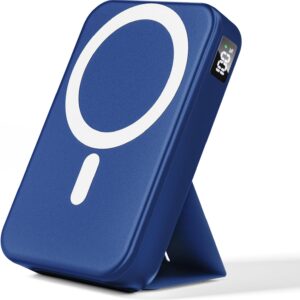 Magnetic Power Bank, 10000mAh Wireless Portable Charger with 20W USB-C Fast Charging, Foldable Stand & LED Display Battery Pack, Compatible with iPhone 16/15/14/13/12, Blue