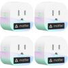 meross Matter Smart Plug Mini, FFS Easy Setup, 100% Privacy Smart Outlet, Compact Size, Support Apple Home, Alexa, Google Home with Schedule and Timer, App and Voice Control, 2.4G Wi-Fi Only (4 Pack)