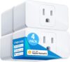meross Smart Plug Mini, 15A & Reliable Wi-Fi, Support Apple HomeKit, Siri, Alexa, Echo, Google Assistant and Nest Hub, App Control, Timer, No Hub Needed, 2.4G WiFi Only, 4 Pack