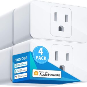 meross Smart Plug Mini, 15A & Reliable Wi-Fi, Support Apple HomeKit, Siri, Alexa, Echo, Google Assistant and Nest Hub, App Control, Timer, No Hub Needed, 2.4G WiFi Only, 4 Pack