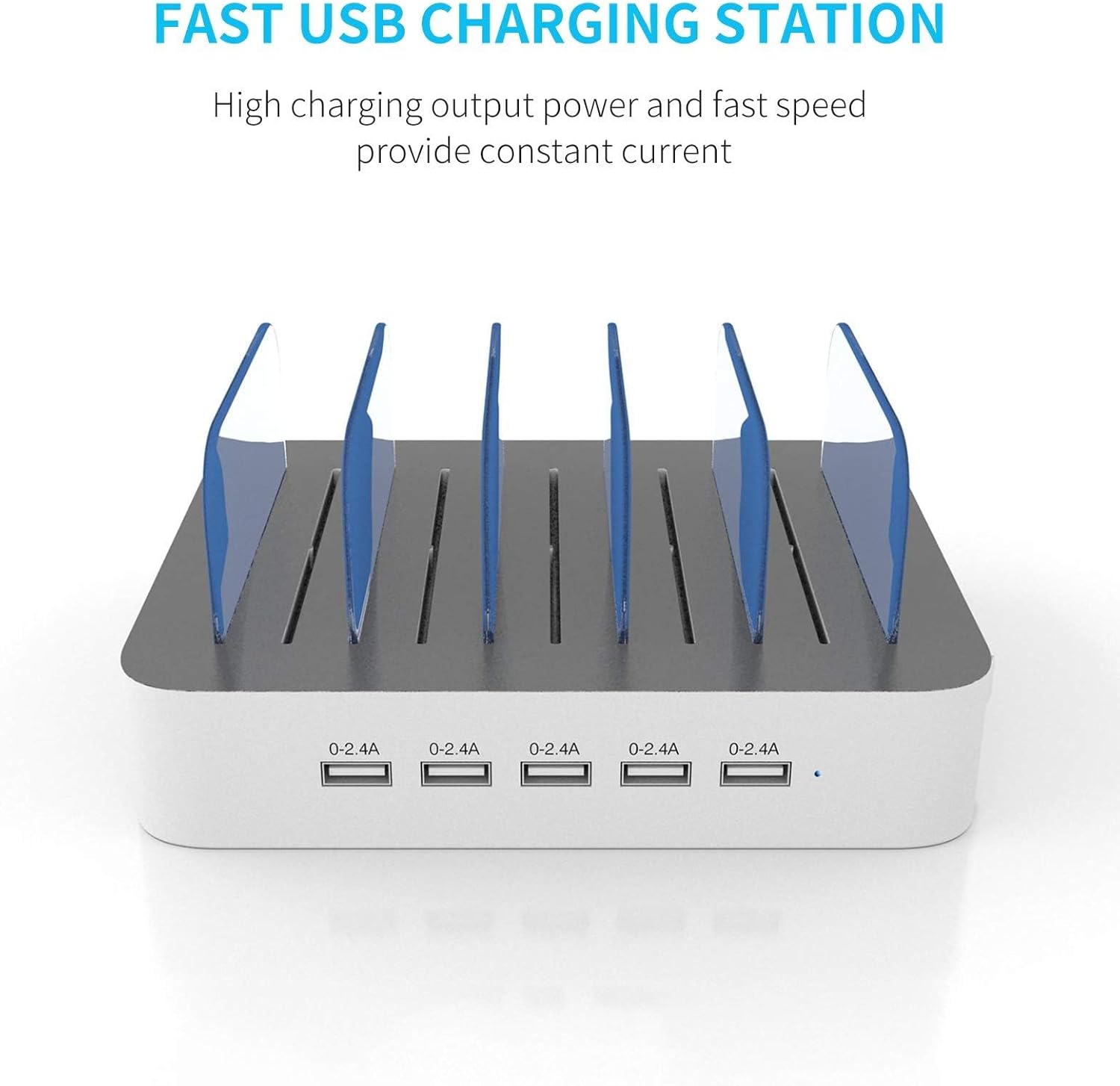 mstjry charging station for multiple devices : 5 port multi usb a charger stations multi device organizer charging dock designed for iphone ipad cell phone tablets (7 short cables included)